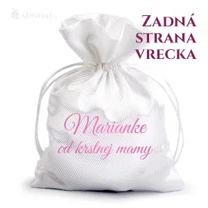 Zadná strana vrecka s venovaním