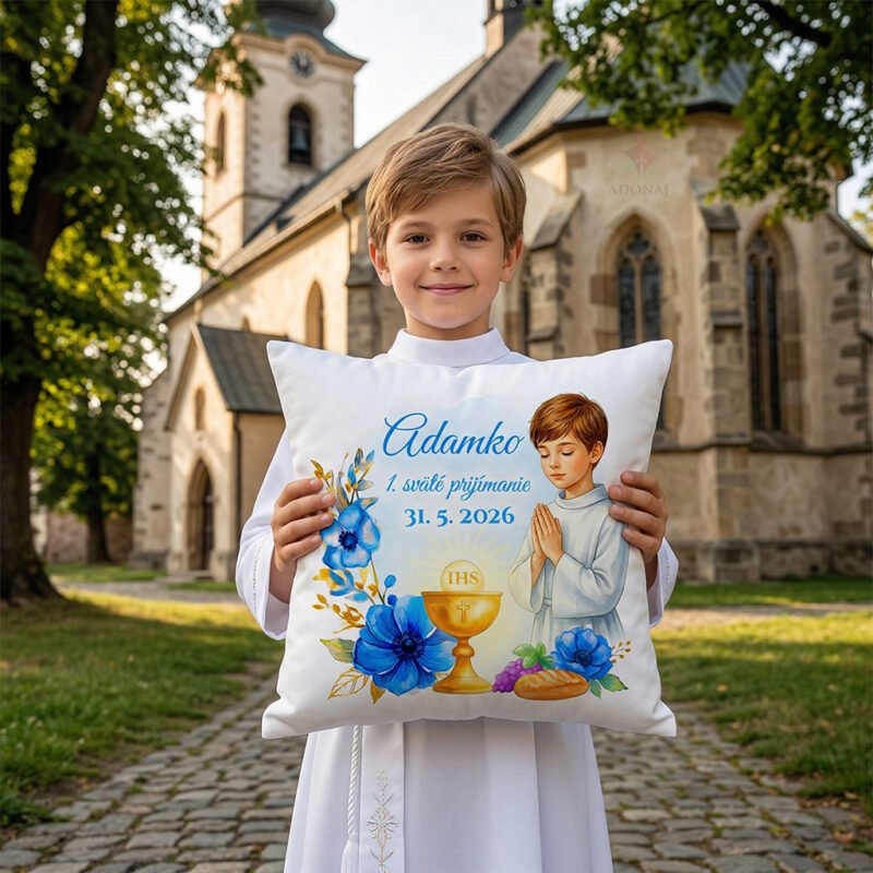 Vankúšik pre chlapca k prvému svätému prijímaniu vzor milosť