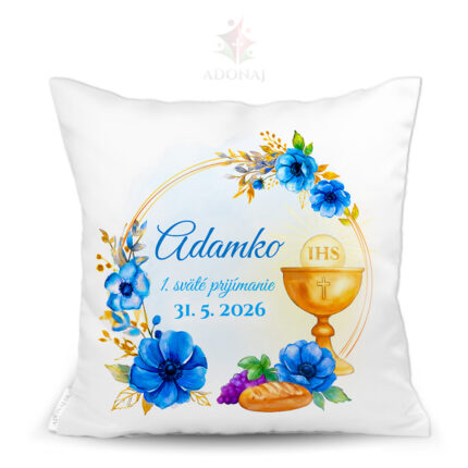 Vankúš web titulka kalich chlapec prvé svete prijímanie.