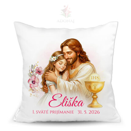 Vankúš web titulka v náručí dievča prvé svete prijímanie.