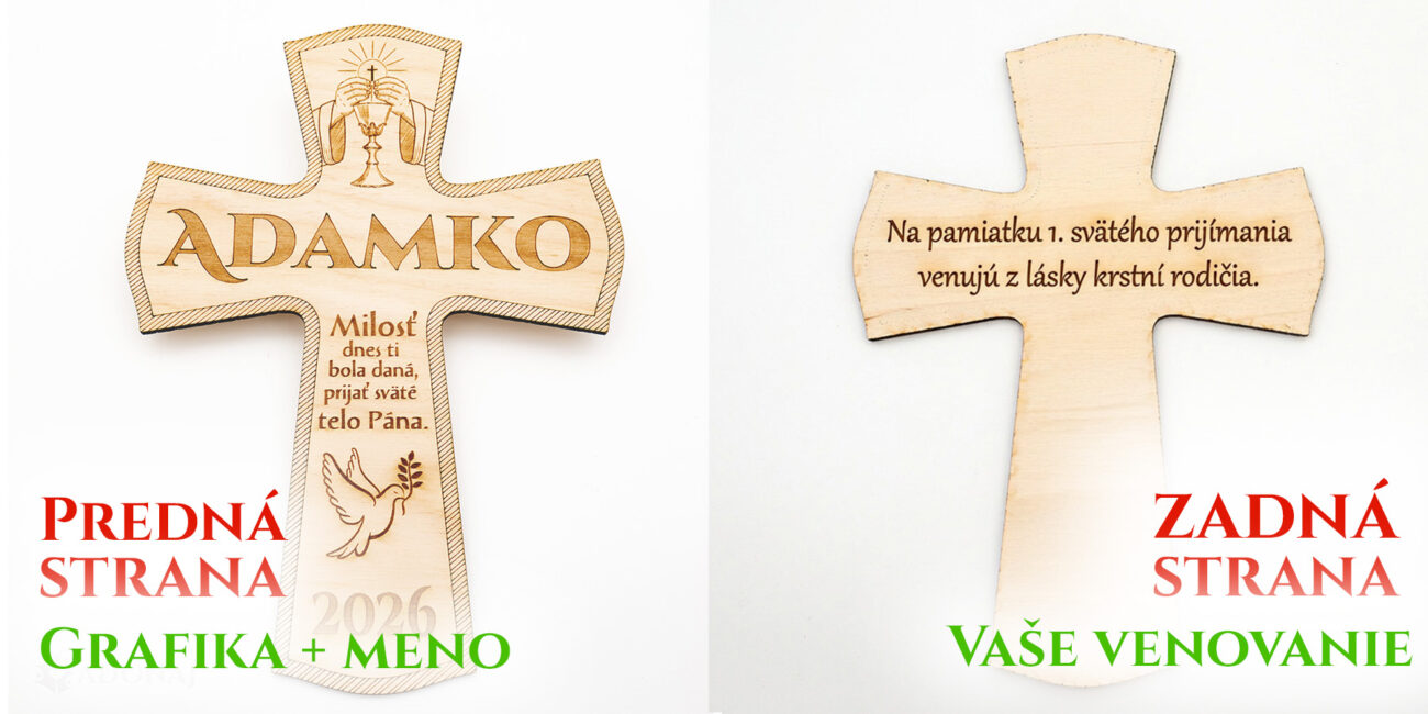 Krížik na prvé sväté prijímanie spredu aj zozadu