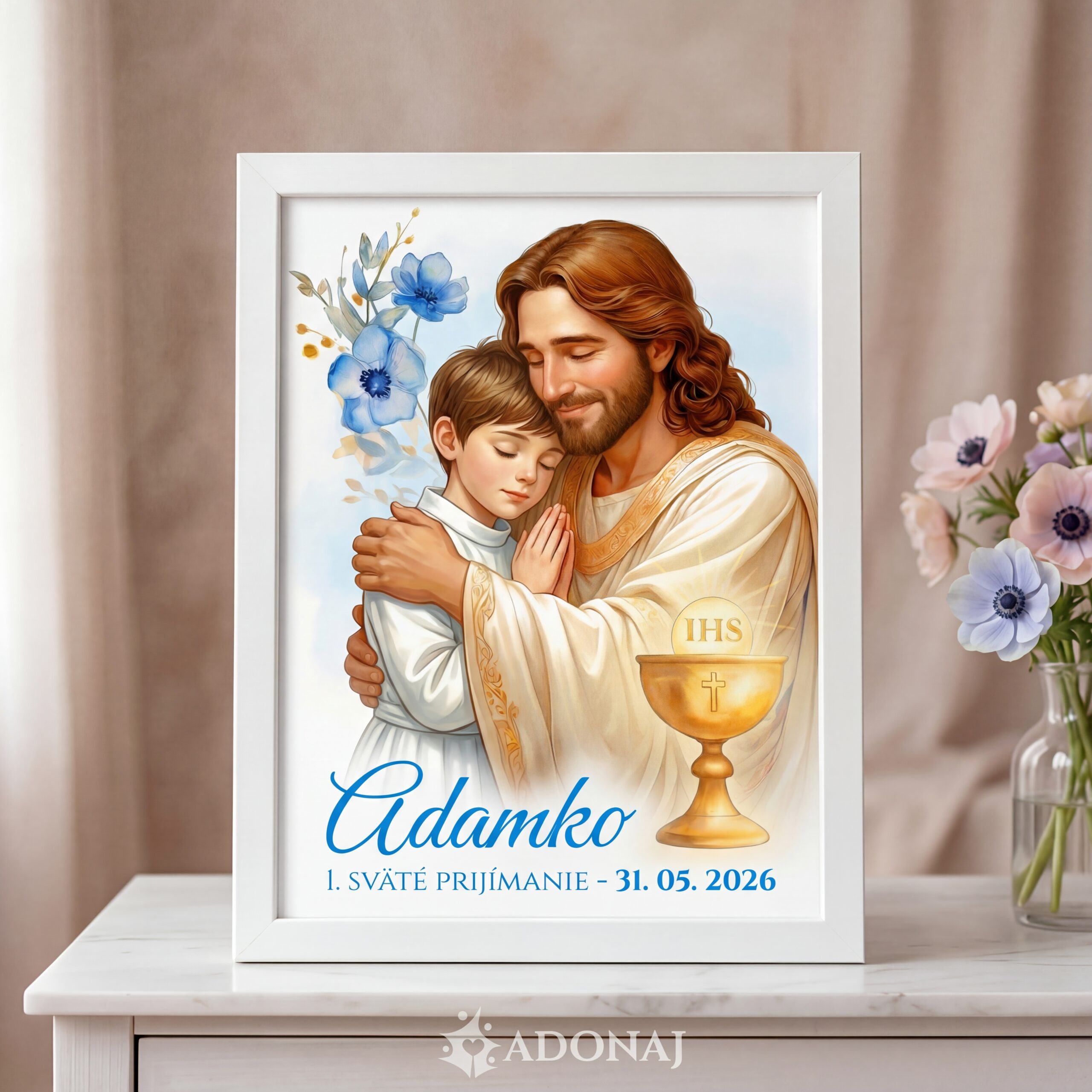 Obraz na prvé sväté prijímanie pre chlapca OBJATIE – Adonaj.sk Obraz na prvé sväté prijímanie pre chlapca OBJATIE