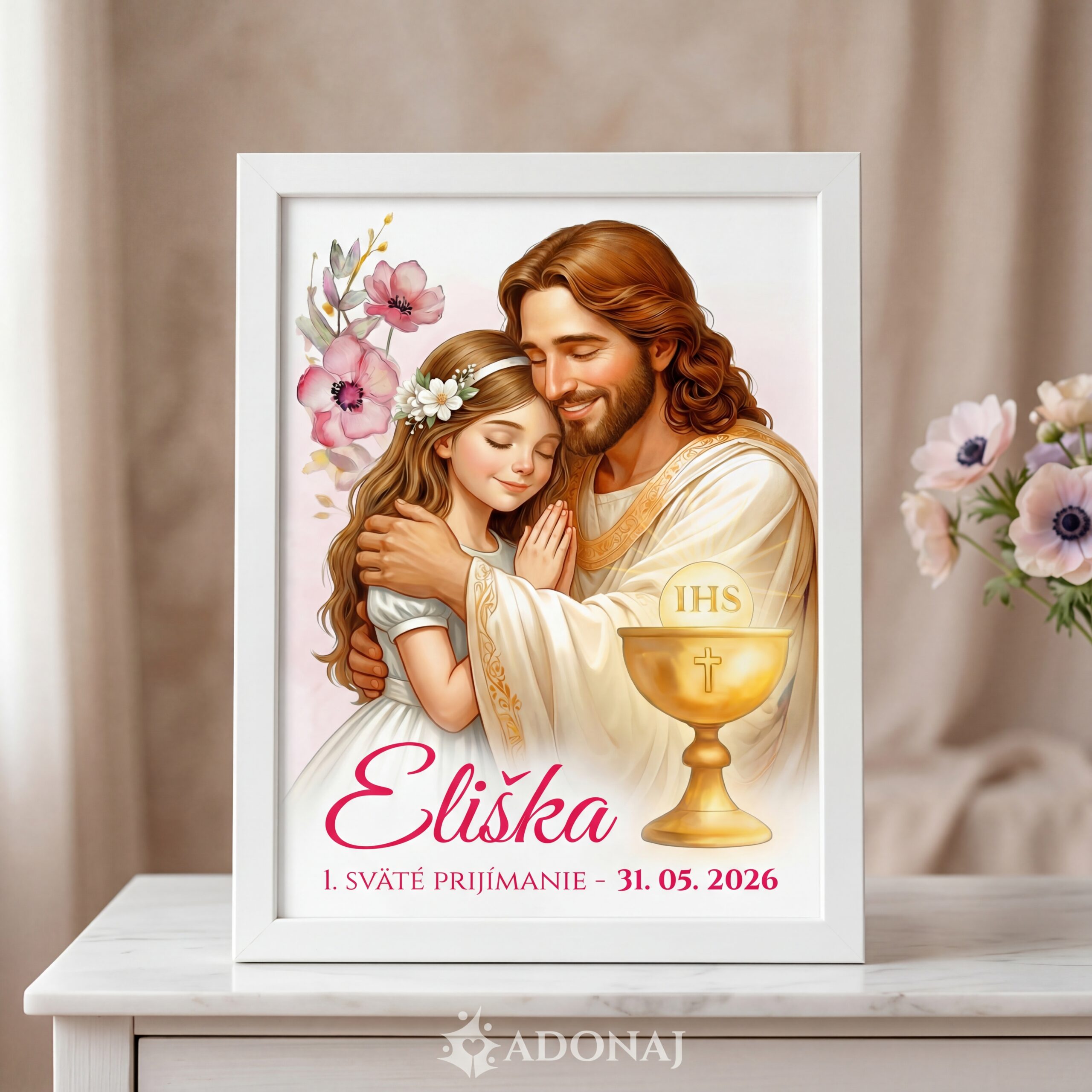 Obraz na prvé sväté prijímanie pre dievča OBJATIE – Adonaj.sk Obraz na prvé sväté prijímanie pre dievča OBJATIE
